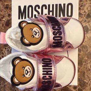 Moschino Baby Shoes with Pink and White Bear Design